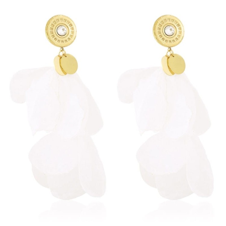 Kolczyki materiałowe Moonriver stal białe