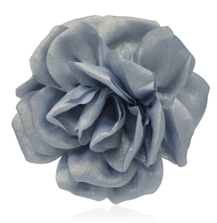 Broszko-spinka kwiat materiałowy duży blue-gold