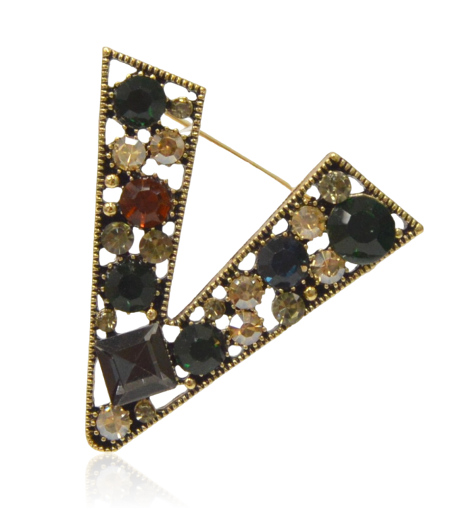 Broszka w kształcie V z cyrkoniami