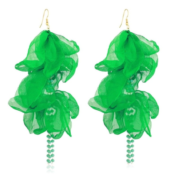 Kolczyki materiałowe Moonriver stal zielone