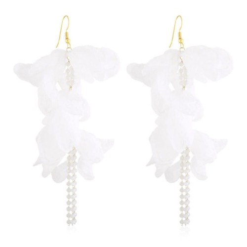 Kolczyki materiałowe Moonriver stal białe