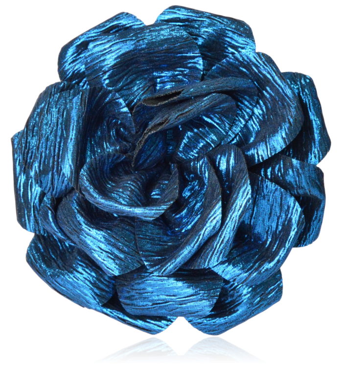 Broszko-spinka duży kwiat 15 cm metaliczny szafir