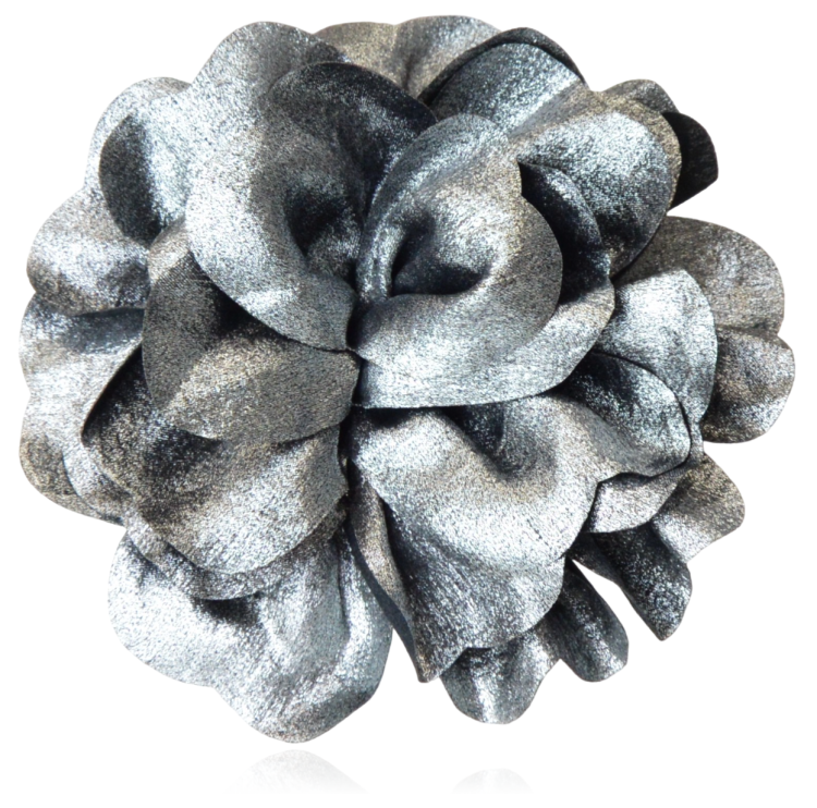 Broszko-spinka duży kwiat 14 cm czarno-srebrny