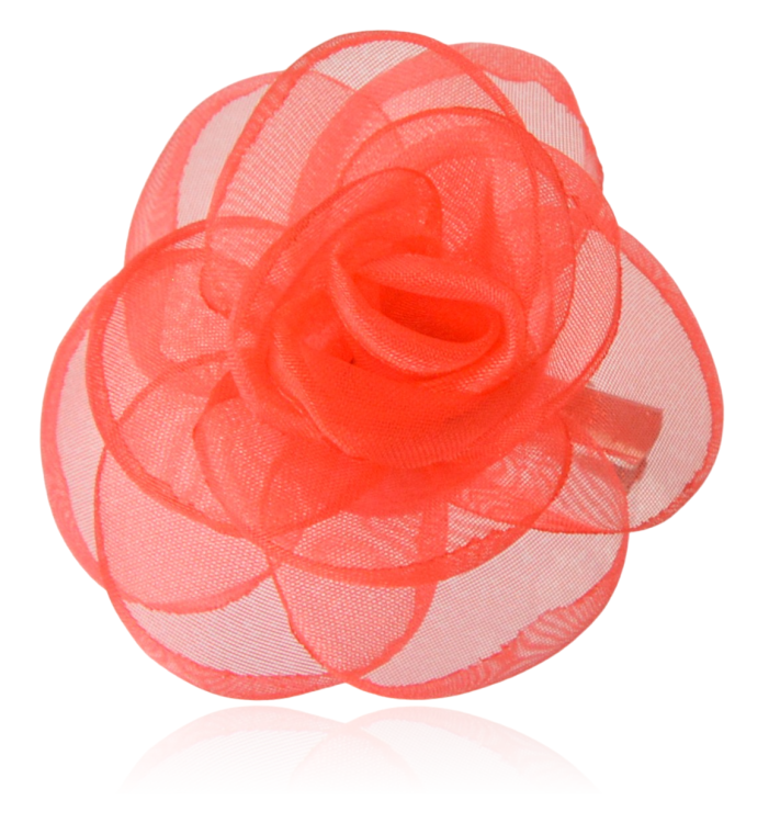 Broszko-spinka mała róża tiul czerwona 6 cm