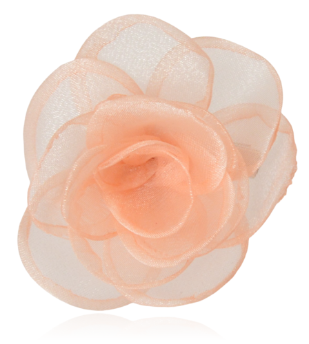 Broszko-spinka mała róża tiul łososiowa 6 cm