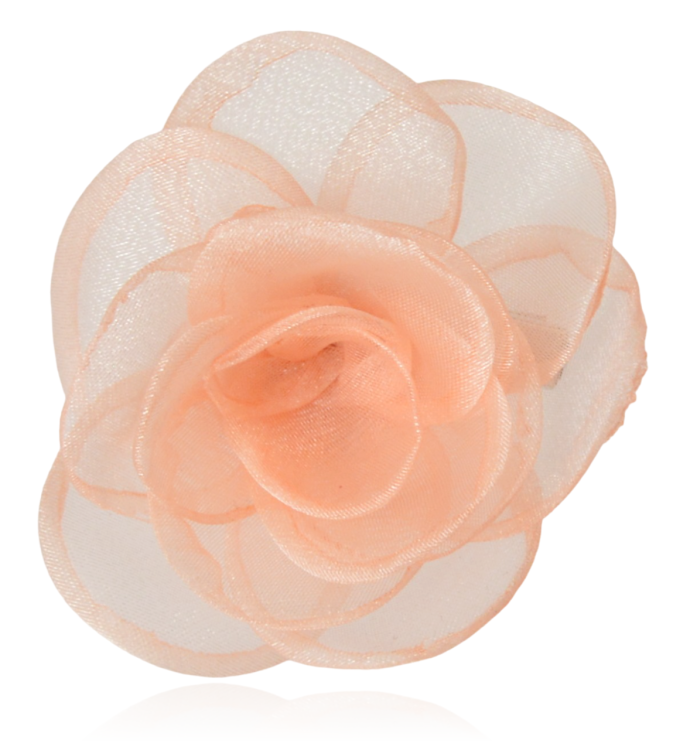 Broszko-spinka mała róża tiul łososiowa 6 cm