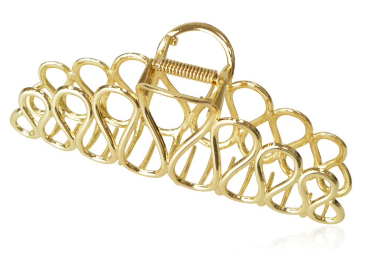 Spinka szczęka metalowa ażurowa złota