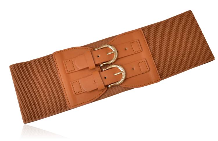 Szeroki pasek na gumie gorsetowy toffi