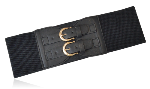 Szeroki pasek na gumie gorsetowy czarny