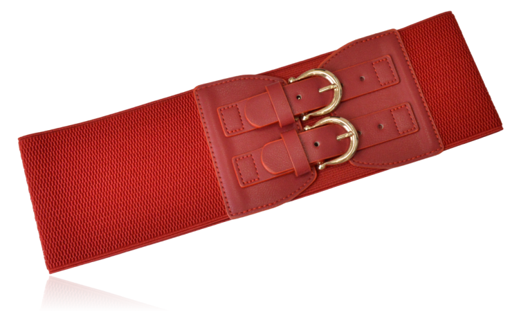 Szeroki pasek na gumie gorsetowy czerwony