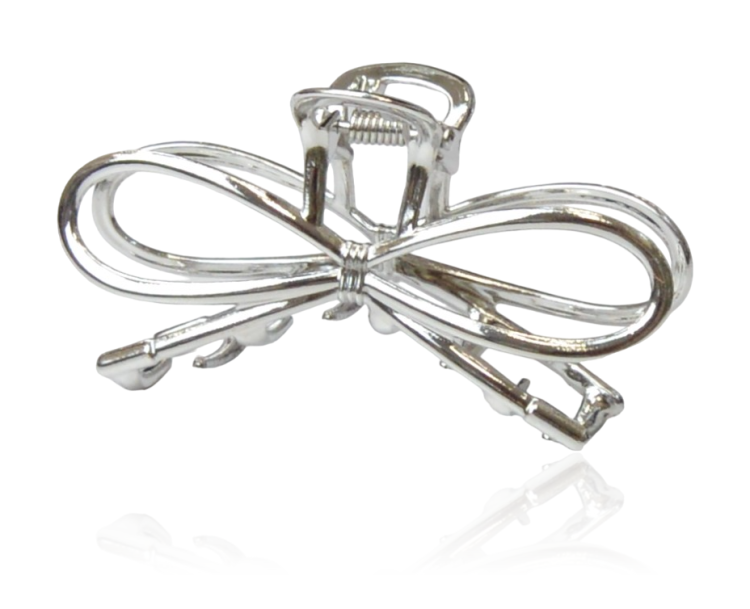 Spinka szczęka metalowa kokarda srebrna