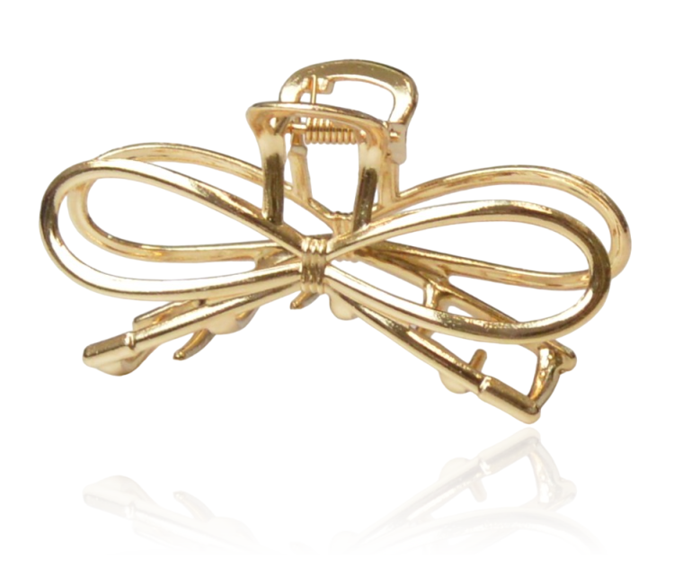 Spinka szczęka metalowa kokarda złota