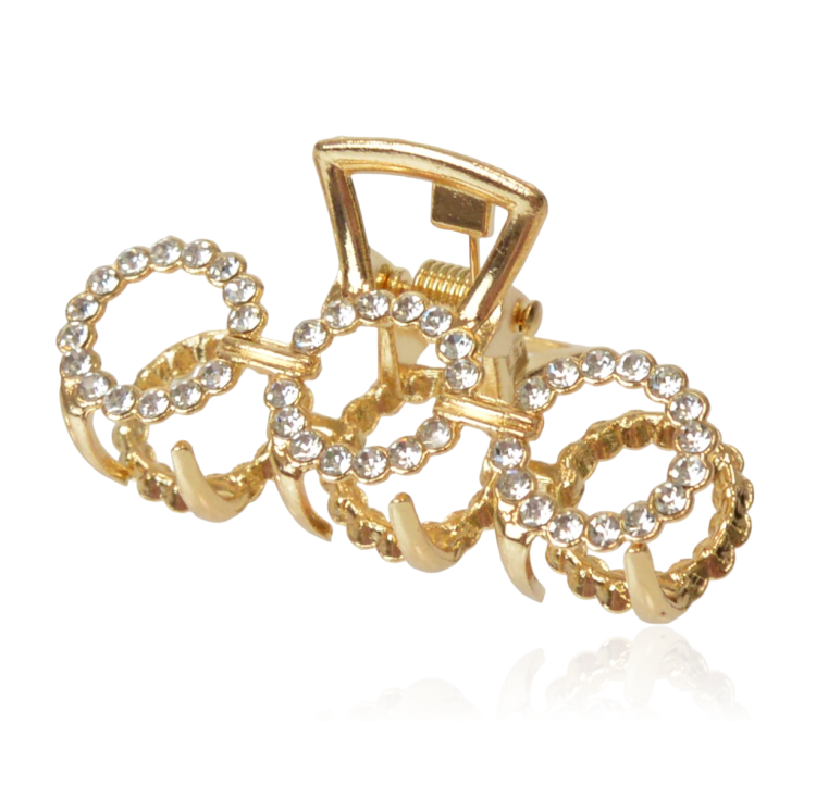 Spinka szczęka metalowa z cyrkoniami złota