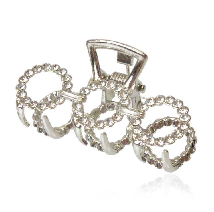 Spinka szczęka metalowa z cyrkoniami srebrna