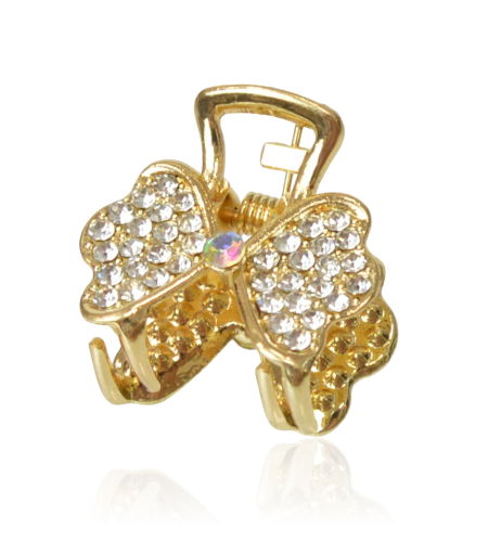 Spinka szczęka mała kokarda cyrkonie złota