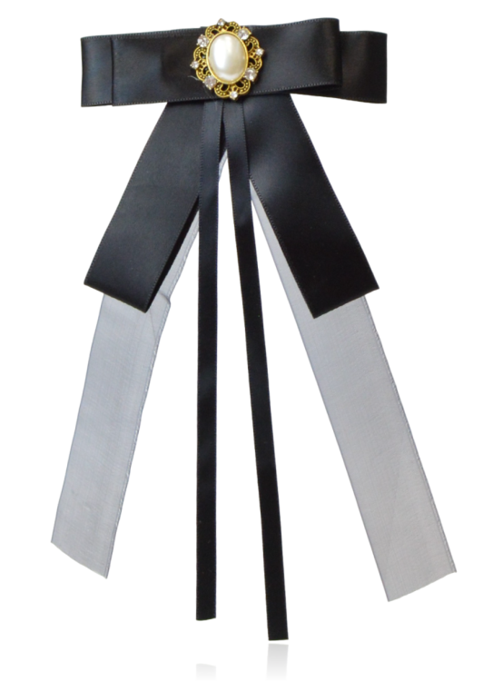 Broszko-spinka kokarda z tkaniny satynowanej czarna