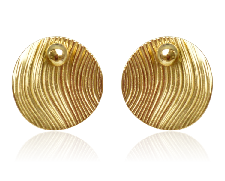 Kolczyki efektowne okrągłe z teksturą stalowe złote