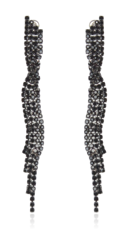 Kolczyki cyrkoniowe czarne falowane