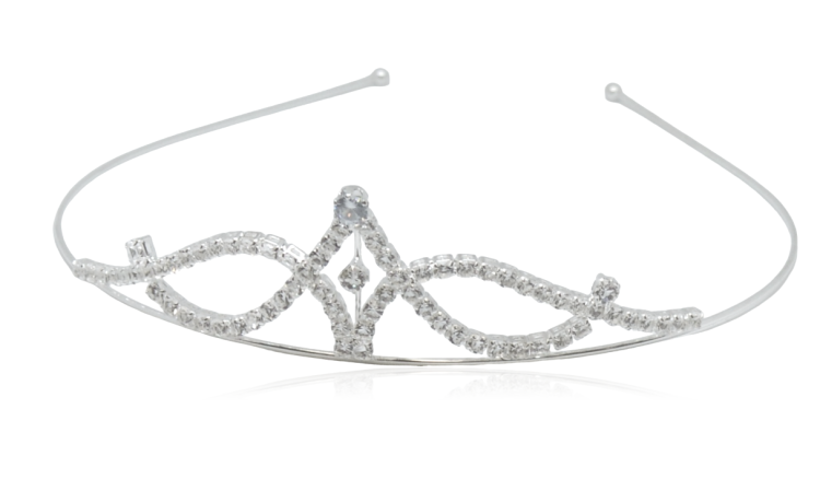 Diadem tiara korona z cyrkonii srebrna