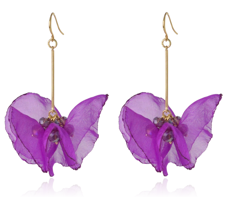 Kolczyki materiałowe na złotym patyczku biskupi