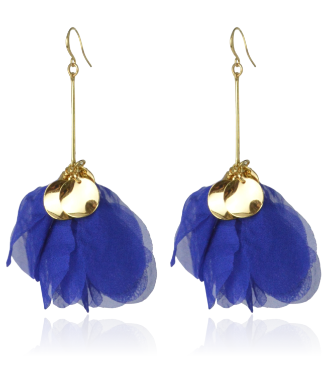 Kolczyki kwiatowe na złotym patyczku kobaltowe
