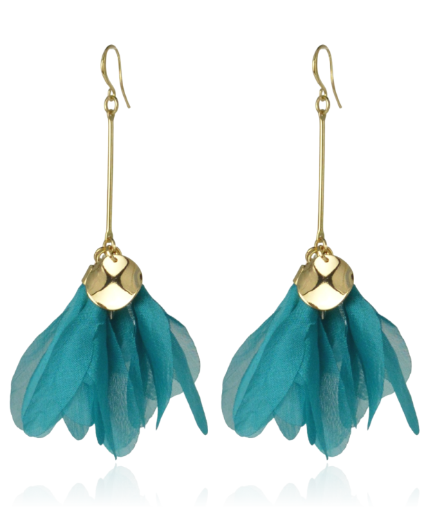 Kolczyki kwiatowe na złotym patyczku turkusowe