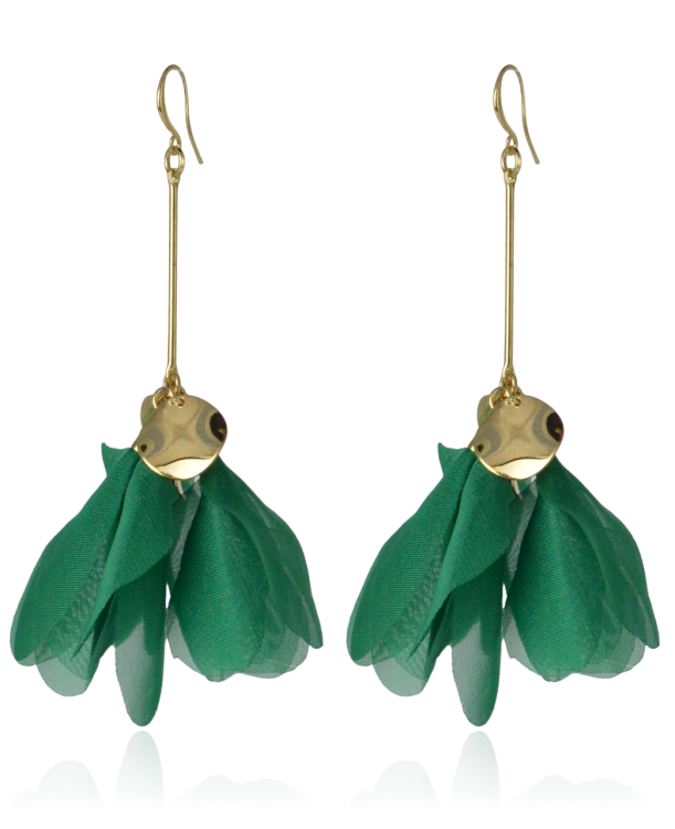 Kolczyki kwiatowe na złotym patyczku malachitowe