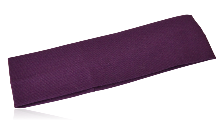 Opaska bawełniana z lycrą elastyczna wąska śliwkowa