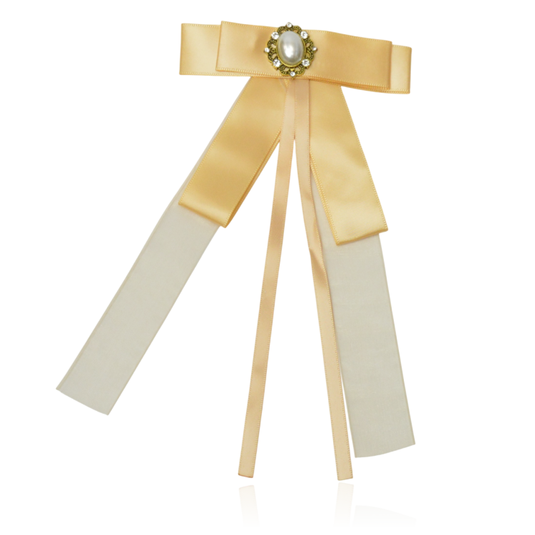 Broszko-spinka kokarda z tkaniny satynowanej vanilla