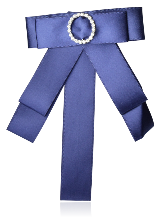 Broszko-spinka kokarda satynowana z cyrkoniami granat