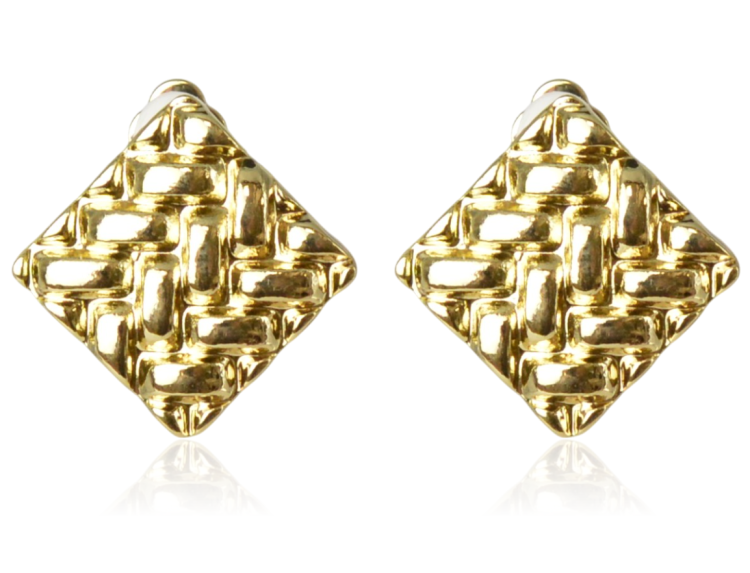 Klipsy romby metalowe złote old money