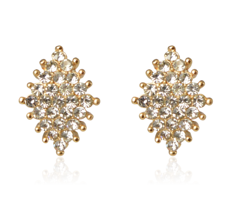 Klipsy karo z cyrkoniami złote