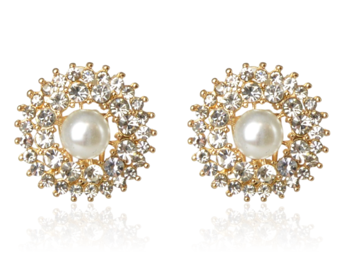 Klipsy markizy z cyrkoniami i perłami złote