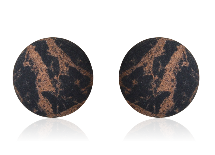 Klipsy materiałowe guziczki 3 cm vintage brązowo-czarne