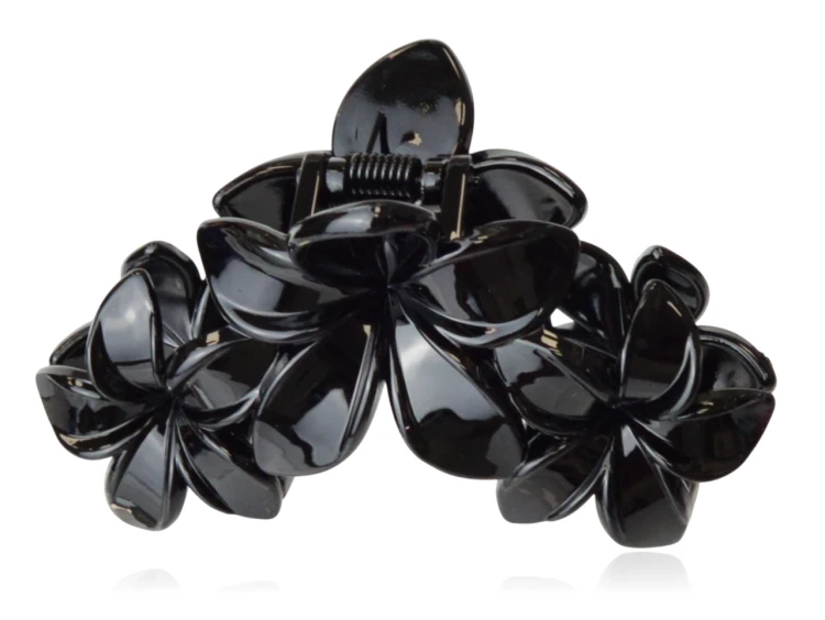 Spinka do włosów szczęka potrójny kwiat czarny