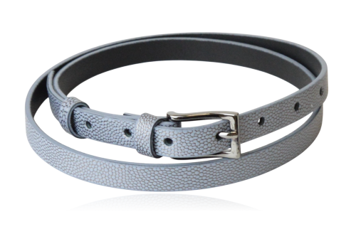 Pasek skórzany cienki szaro-niebieski wzór 95 cm