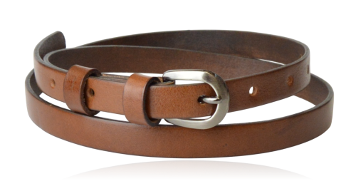 Pasek skórzany cienki rudy brąz 95 cm