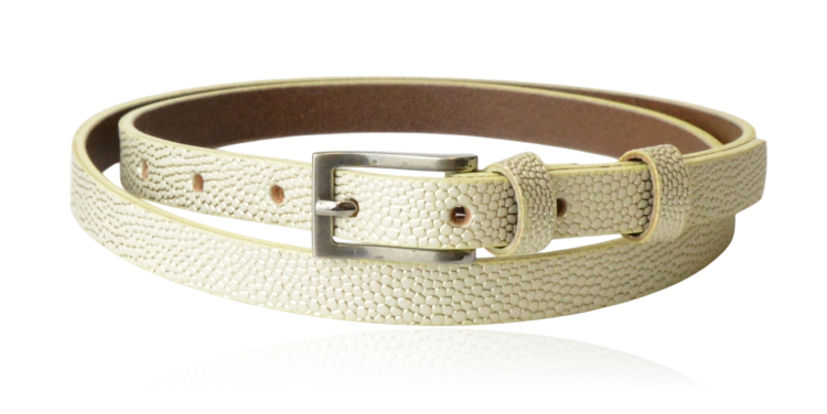 Pasek skórzany cienki złoty wzór 95 cm