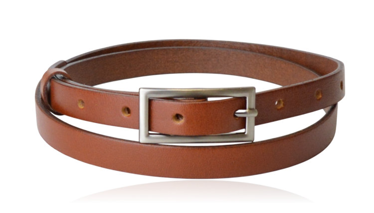 Pasek skórzany cienki rudy brąz 90 cm