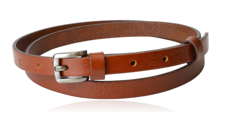 Pasek skórzany cienki rudy brąz 95 cm