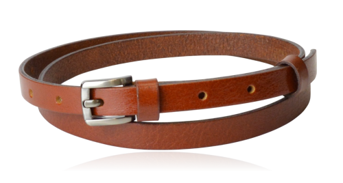 Pasek skórzany cienki rudy brąz 90 cm