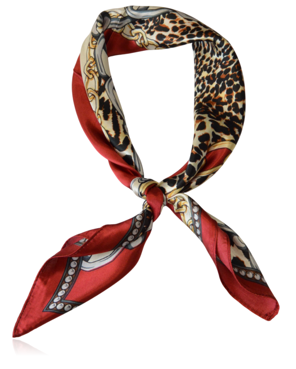 Mała apaszka z domieszką jedwabiu Animal Chain Rosso