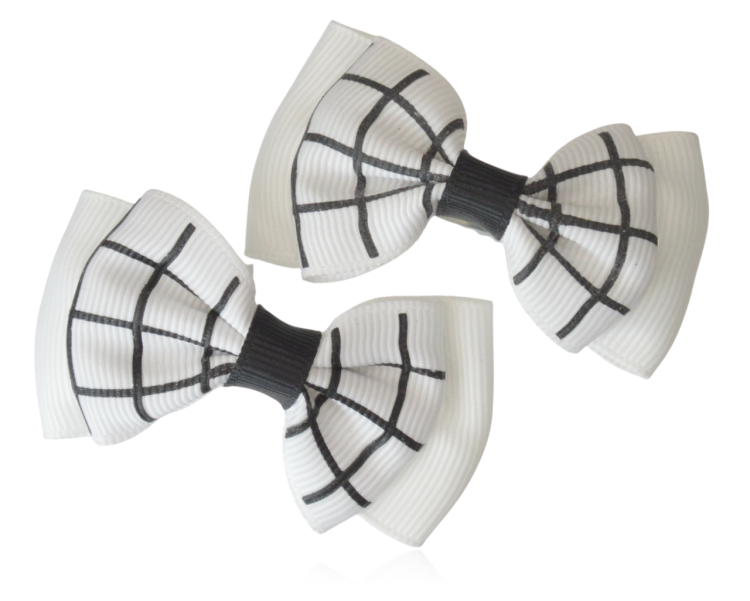 Komplet spinek do włosów kokardek biało-czarnych
