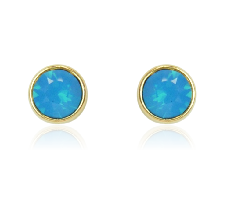 Kolczyki Colibra P10107Au Swarovski Carribean Blue 394