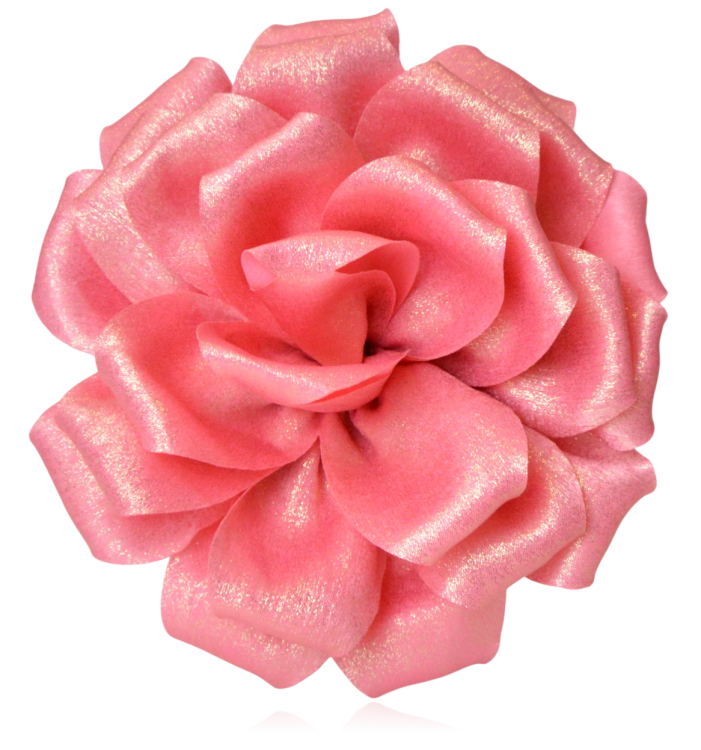 Broszko-spinka kwiat różowy ze złotą nitką 15 cm