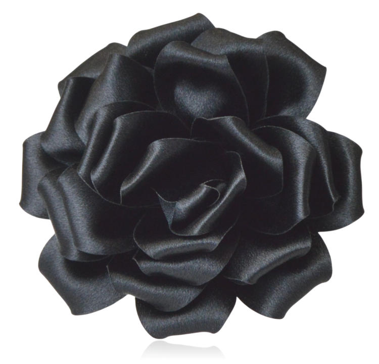 Broszko-spinka duży kwiat czarny 15 cm