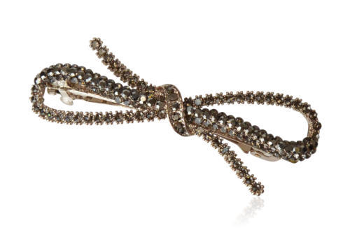 Spinka do włosów automatyczna z cyrkonii szara