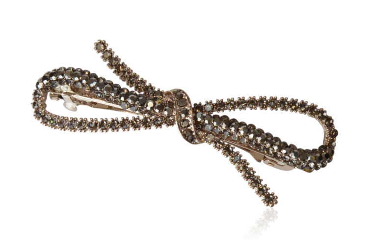 Spinka do włosów automatyczna z cyrkonii szara