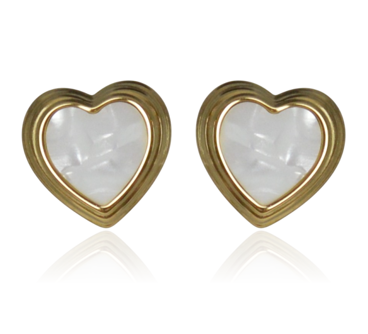 Kolczyki duże serca z masą żywiczną stalowe złote