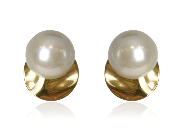 Kolczyki gniecione z perłami stalowe złote